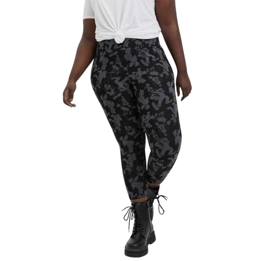 Torrid Disney Mickey and Friends Cropped Black Leggings Size 1 Minnie Goofy